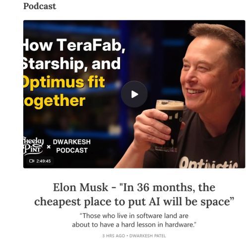 马斯克：36个月内太空将成为AI部署最经济之地