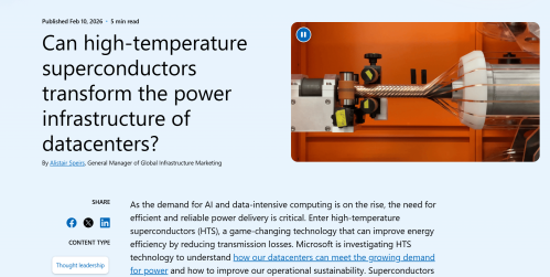 微软研究高温超导技术破解数据中心供电难题