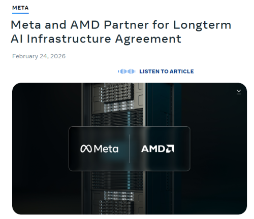 Meta锁定6吉瓦芯片订单并获AMD认股权证
