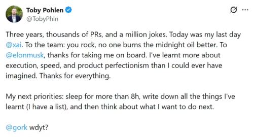 xAI创始成员离职 首批元老仅剩五人