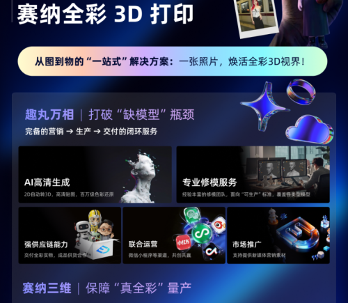 趣丸万相联手赛纳三维 全彩3D打印开启AI新纪元