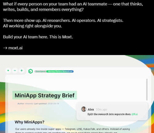 Moxt Agent-Native工作空间上线：AI员工可自动处理工作，每周自动清理95%噪音仅保留有效资产