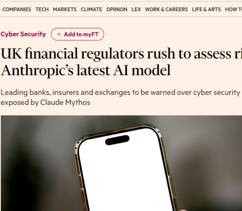 英国金融监管机构紧急行动 严查Anthropic最新AI模型隐患